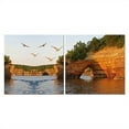 thumbnail image 2 of 3 Piece Wood Coffee Table and Stone Arches Mounted Print Set, 2 of 9