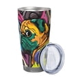 thumbnail image 2 of Picia Colorful Pug Pattern 20 oz Tumbler Stainless Steel Vacuum Insulated Coffee Ice Cup Double Wall Travel Flask Dual Lid Water Bottle, Eco-friendly Car Cup, 2 of 8