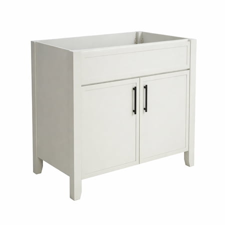 Design House Dawson 30-Inch Bathroom Vanity Cabinet, Fully Assembled, 2-Door Freestanding, Comfort Height 34 in., Sherwin-Williams® On the Rocks, Matte Black Hardware, 228429-OTR-FA
