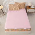 thumbnail image 4 of Homewish Cute Bowknot Daisy Zipper Twin Comforter Sets with Fitted Sheet and 2 Pillowcases,Cartoon Flowers Blossom Zipper Bedding Set For Girls Kids,Orange White Pink,Reversible,4-Piece, 4 of 7