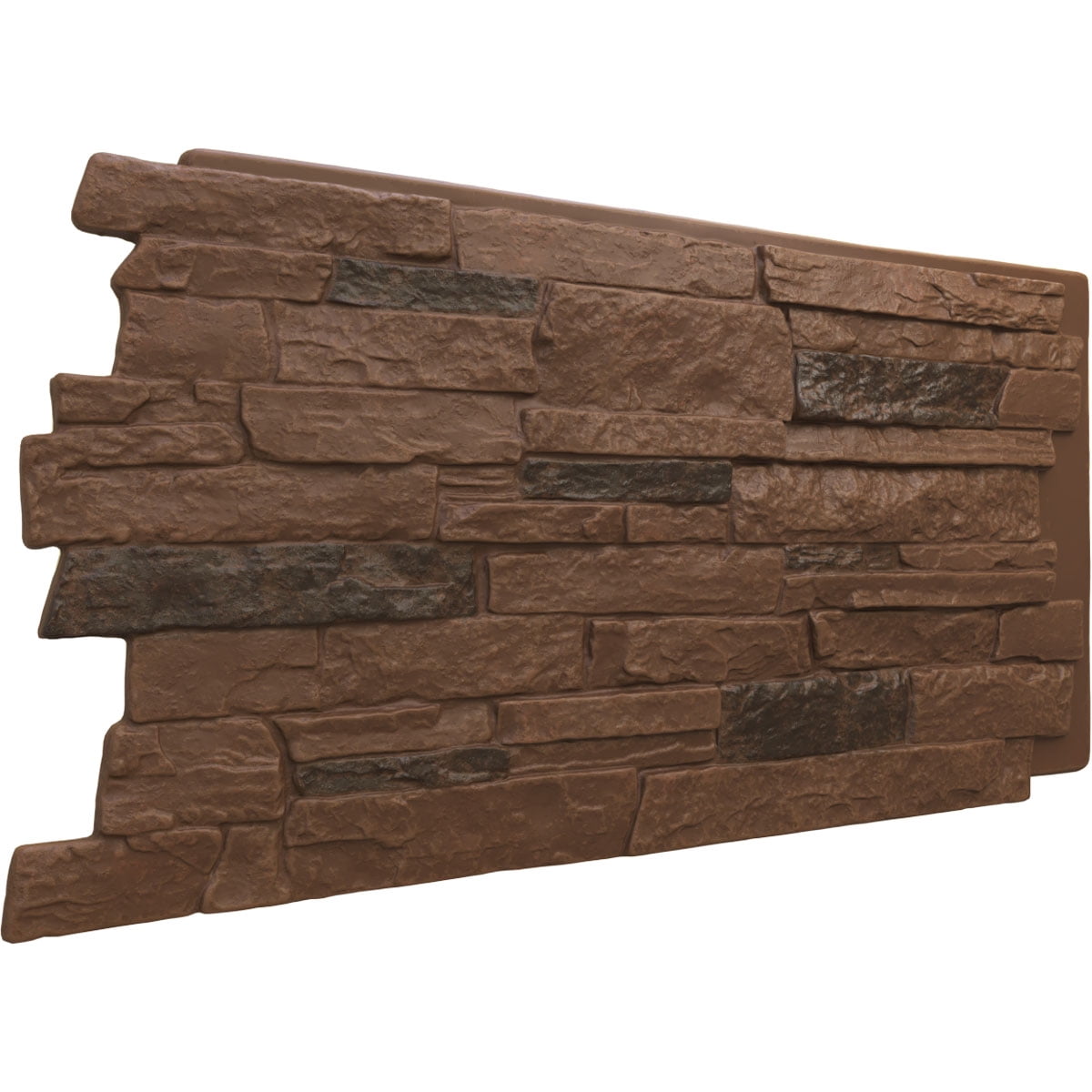 Ekena Millwork 49"W x 25.50"H x 1.25"D Acadia Ledge Stacked Stone, StoneWall Faux Stone Siding Panel, Canyon Brown