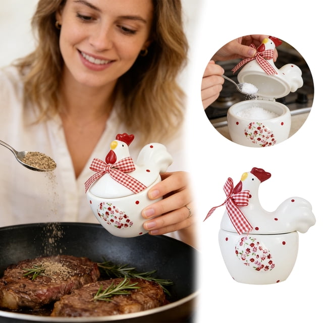 Creatine Chicken And Pattern Ceramic Easter Canister Rooster Hen Cookie Jar Bowl Ceramic Storage Jar Storage