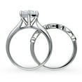 thumbnail image 4 of BERRICLE Sterling Silver Milgrain Wedding Engagement Rings 2 Carat Cubic Zirconia CZ Solitaire Ring Set for Women, Rhodium Plated Size 9, 4 of 18