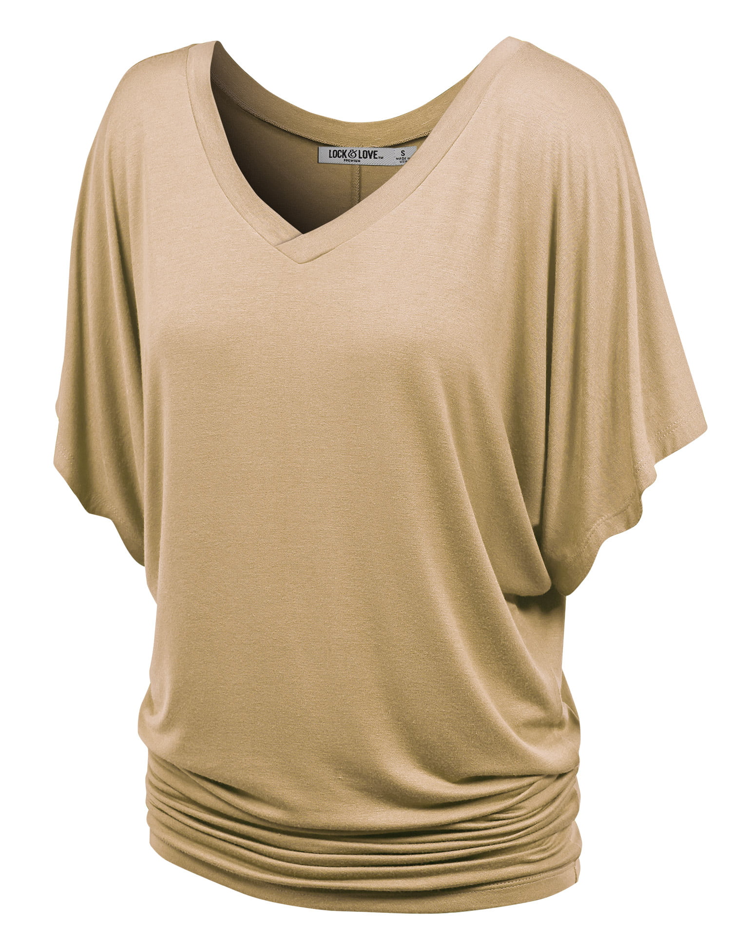 Made by Johnny Women's V-Neck Short Sleeve Dolman Top XS TAUPE - Walmart.com