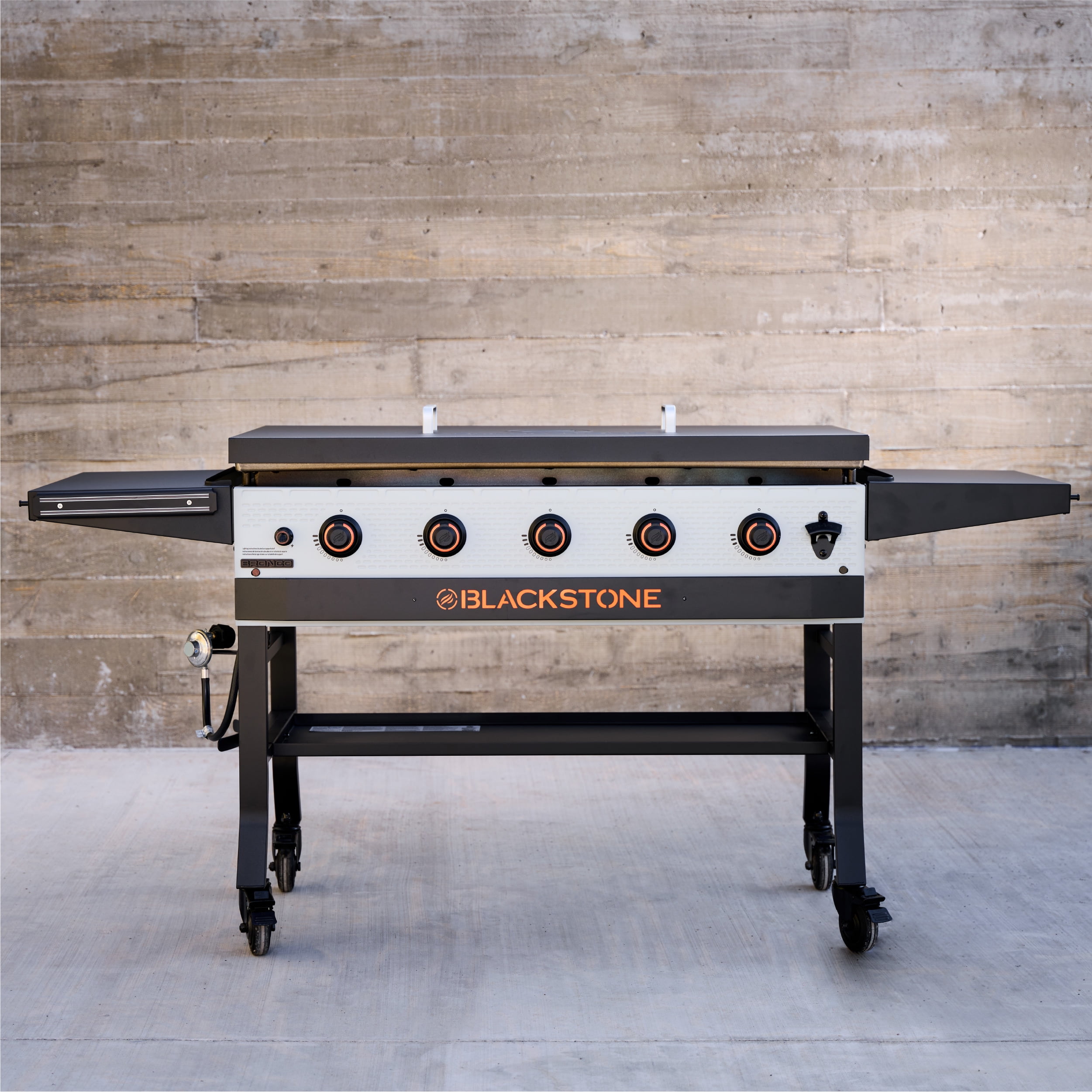 Blackstone Bronco Outdoor Griddle, 5-Burner 44" Propane Flat Top Grill with Hard Cover, Gray