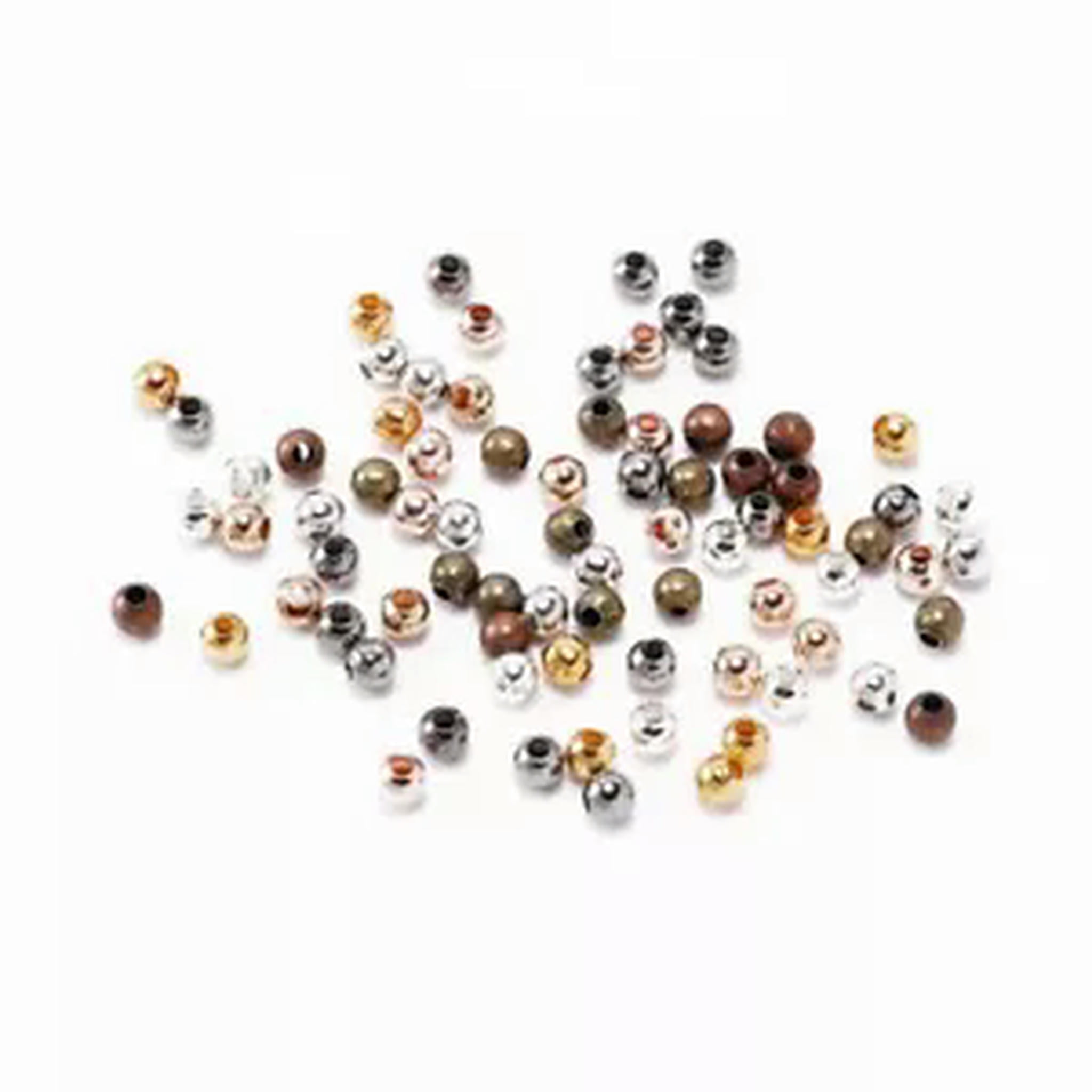 HOOUN 2~10MM 1000pcs Metal Ball Beads Round Loose Bead DIY Bracelet Necklace Jewelry-6MM-Colour Mixture