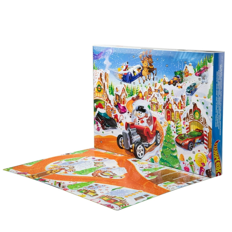 Hot Wheels 2025 Advent Calendar with 10 Toy Vehicles in 1:64 Scale