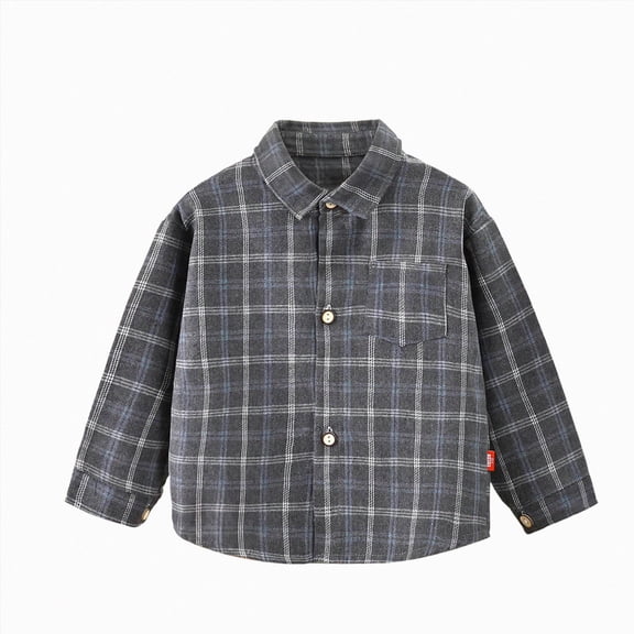 WXFAZCVU Boys Long Sleeve Flannel Plaid Shirt Button Down Shirts Soft Comfortable Jackets Size 7-8 Years