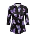 thumbnail image 2 of Uorisanigo Purple Butterfly Women's Golf Top Breathable Women's Dry-Fit Golf Polo Shirts Casual Versatile 3/4 Roll Sleeve Quarter Zip Tennis Tops Fashion Outing Wear for Women, 2 of 7