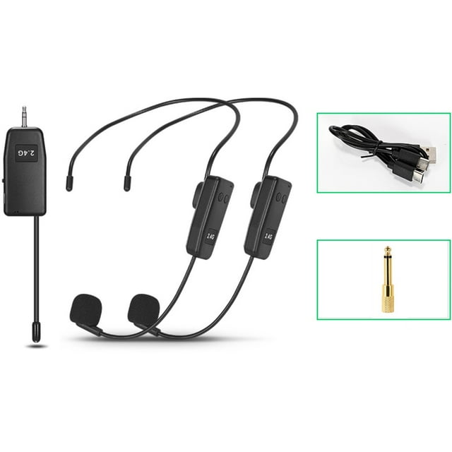 Lefu Microphone Sans Fil 2,4G Mégaphone Casque Radio Micro pour Bien Enseigner le Haut-Parleur