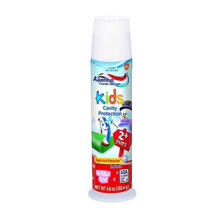 Aquafresh Kids Pump Cavity Protection Bubble Mint Fluoride Toothpaste for Cavity Protection, 4.6