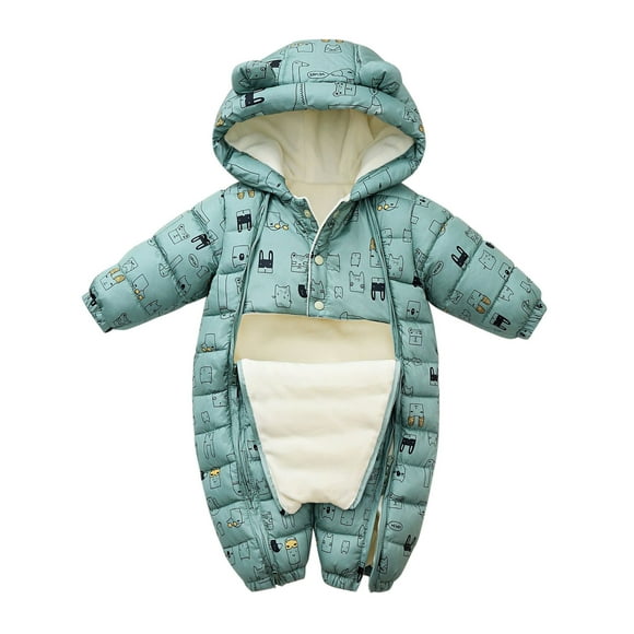 Ketyyh-chn99 Snow Suits Baby Girls Snowsuit Romper Baby Girls Boys Warm Hooded Snowsuit Jumpsuit Coat Romper Padded Outwear Jacket Snow Wear for 12-18 Months,Green