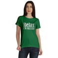 thumbnail image 1 of Inkmeso T-shirt pour Femmes Relax I'm Vaxxed à Encolure Dégagée, Drôle, Pro-Vaccin, 1 of 9