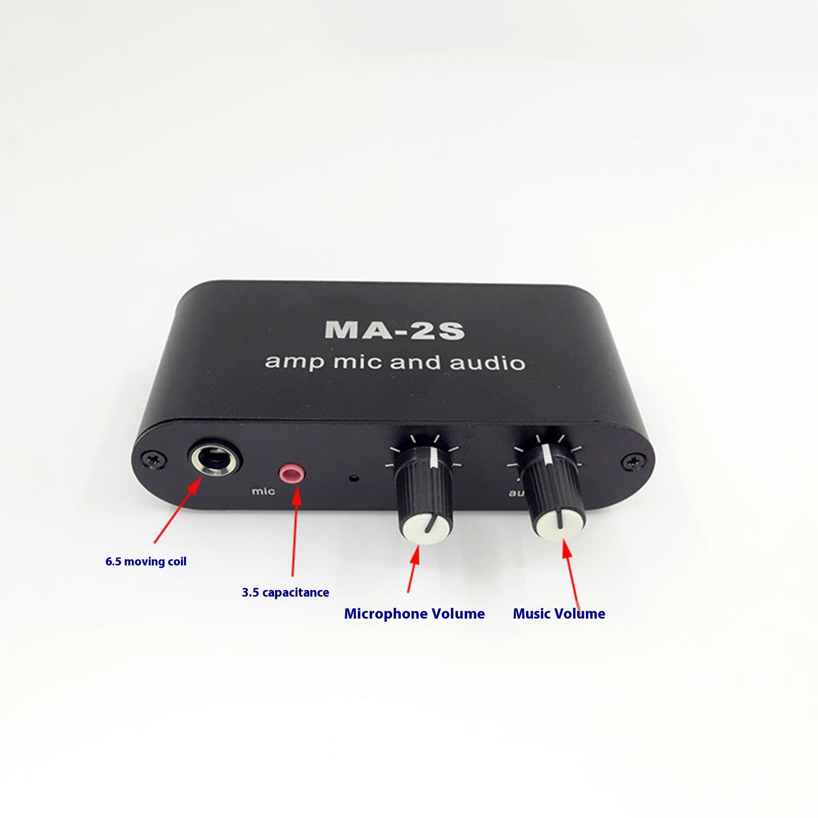 MA2S Preamp Small Stereo Sound Preamplifier Boosts Dynamic Mic 75X for Podcast Streaming Feature 3 Output Port