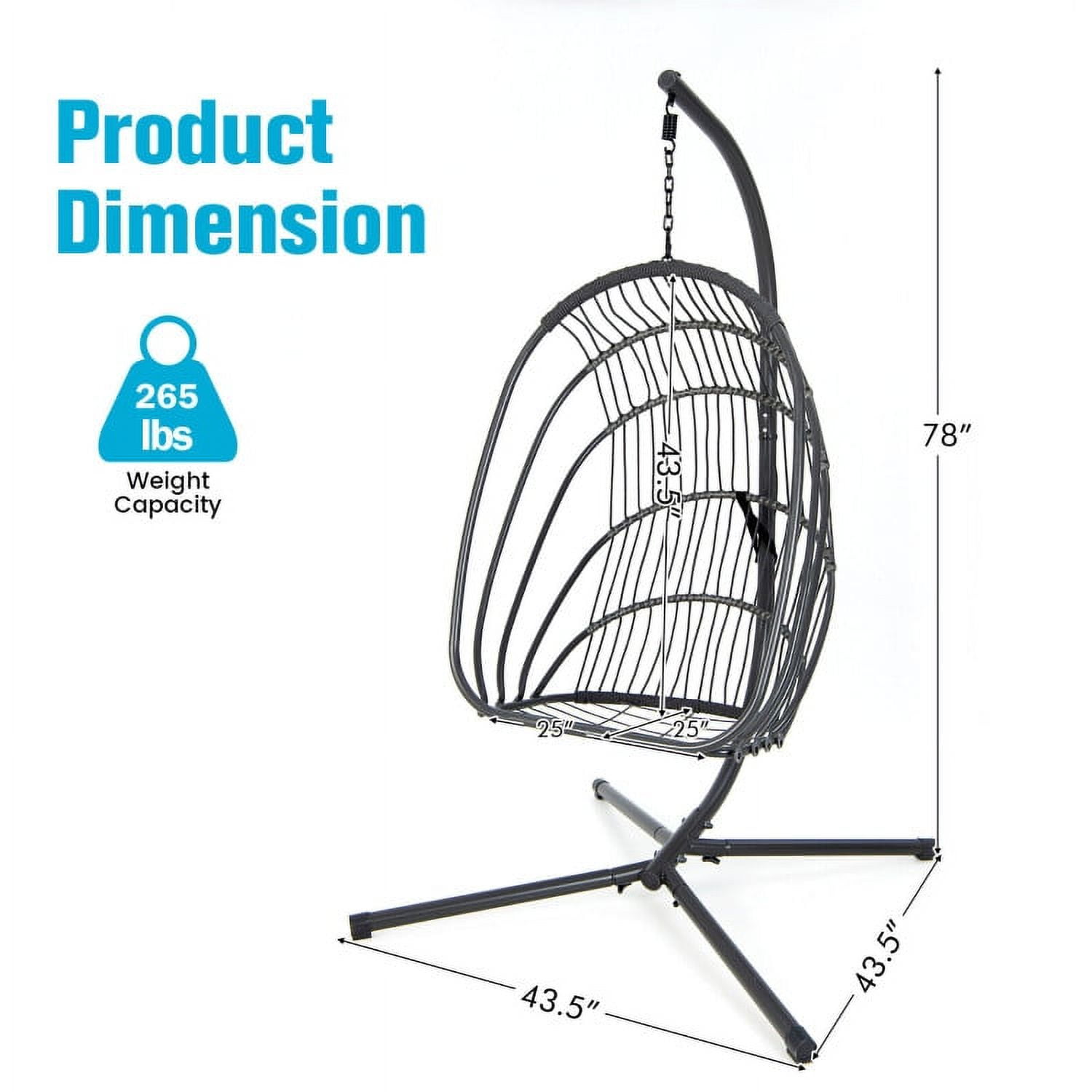Aimee Lii Hanging Folding Egg Chair with Stand Soft Cushion Pillow Swing Hammock, Hanging Hammock Chair, Turquoise Aimee Lii Hanging Folding Egg Chair with Stand Soft Cushion Pillow Swing Hammock, Hanging Hammock Chair, Turquoise