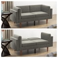 thumbnail image 6 of Bestier Convertible Sleeper Sofa 2 in 1, Futon Sofa Bed Couches with Soft Padded Seat and Side Pillows, Overstuffed Backrest for Bedroom, Grey, 6 of 8