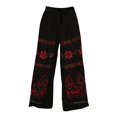 thumbnail image 4 of Bovemsi Women's Bubble Texture Linen-Like Ethnic Print Casual Pants – Retro Floral Wide Leg Trousers for Summer, Red, XXL, 4 of 4