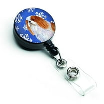 Carolines Treasures SS4645BR English Toy Spaniel Winter Snowflakes Holiday Retractable Badge Reel