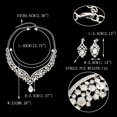 thumbnail image 5 of Juego de aretes y collar con forma de lágrima en forma de V de cristal austriaco, tono plateado transparente JFHHH pequeña, 5 of 5