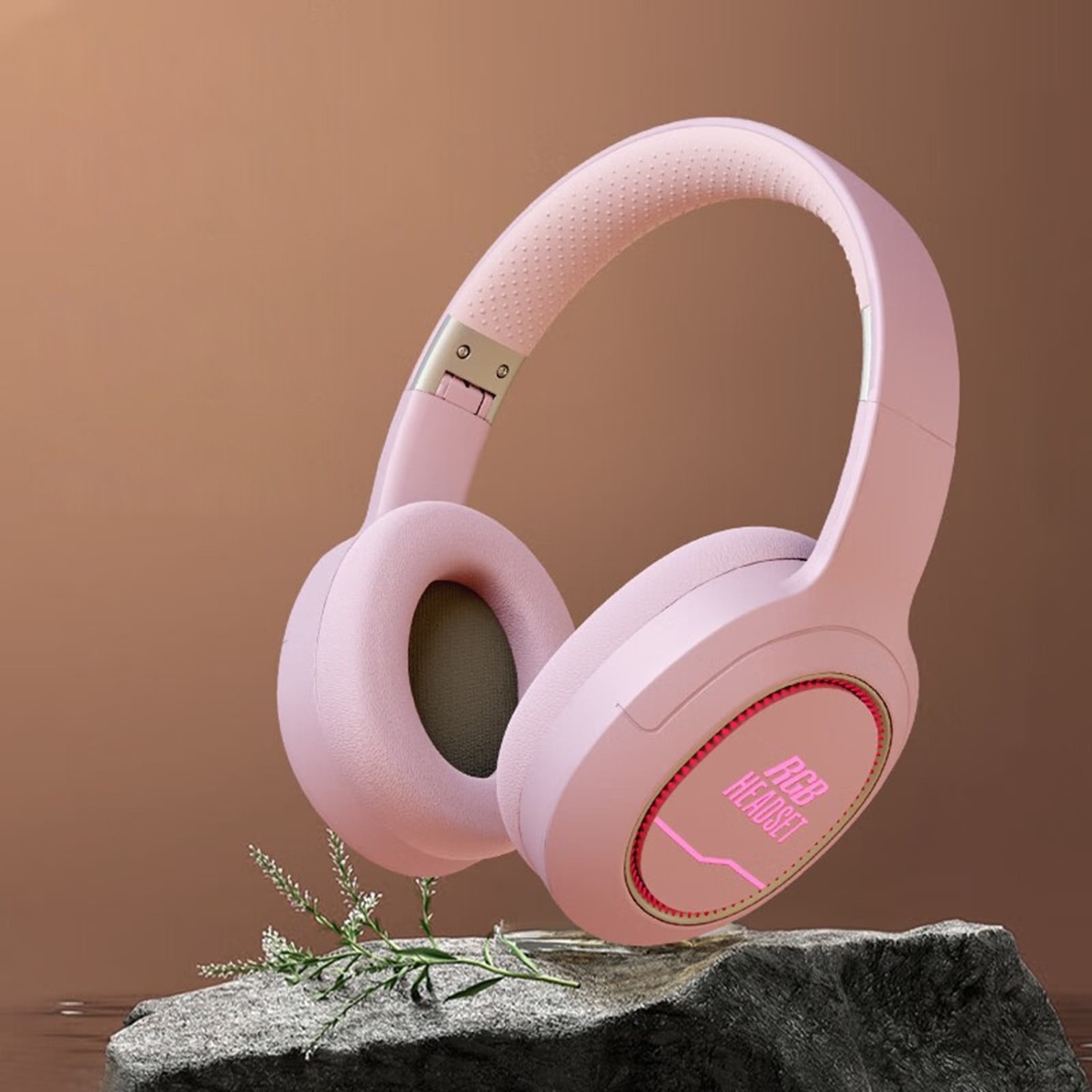 Wireless Bluetooth Over Ear Headphones Up to 28H Battery Life Headset with Microphone Gym Overhead Headphones Compatible with iOS & Android Mobile Phones,Computers,Laptop,Pink