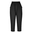thumbnail image 4 of QUYUON Womens Sweat Pants Clearance Fashion Solid Buttons Cotton Linen Casual Loose Trouser Wide Leg Pants Lightweight Summer Pants Women Full Length Pant Leg Loungewear Style P1625 Black L, 4 of 6