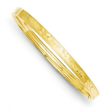 Prince Gold Bangles - 14k Yellow Gold 3/16 D/C Concave Hinged Bracelet Bangle