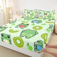 thumbnail image 3 of Homewish Green Kawaii fruit Print Bed Sheets,Kawaii Frog King Sheets,Cute Cartoon Animal Sheet Set For Boys Kids,Microfiber Bedroom Decor,4-Piece, 3 of 7