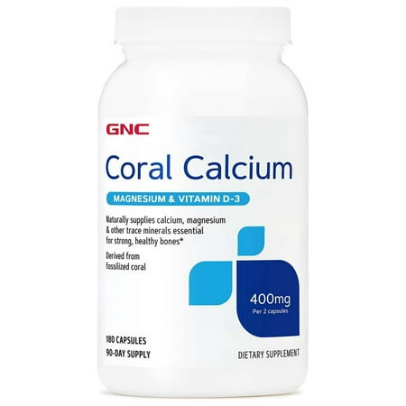 GNC Coral Calcium with Magnesium and Vitamin D-3 400mg | Supplies Calcium and Magnesium for Healthy Bones and Teeth | 180 Count