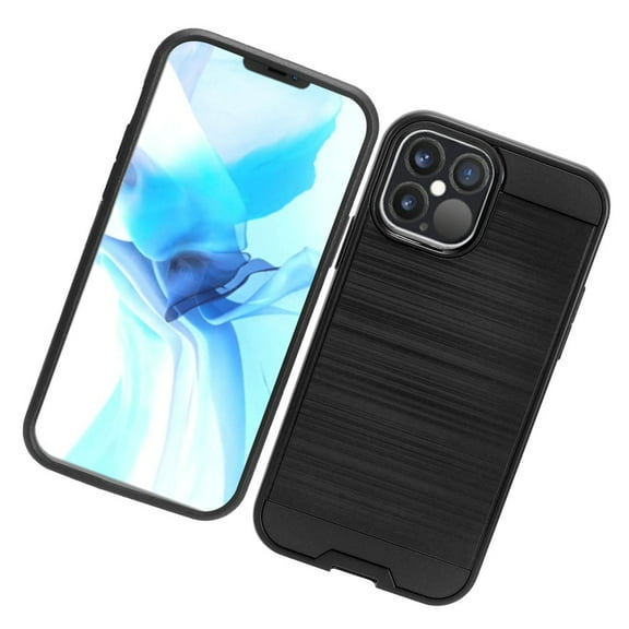 Apple iPhone 12 Pro Max (6.7") Phone Case Brushed Texture Slim Hybrid Dual Layer Hard & TPU Armor Rugged Cover for iPhone 12 Pro Max  ,by Xcell - Black