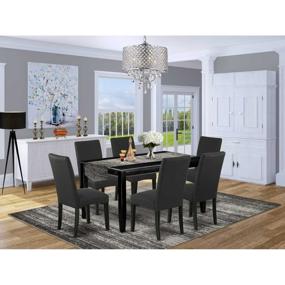East West Furniture Dining Room Set Black, DUDR7-BLK-24