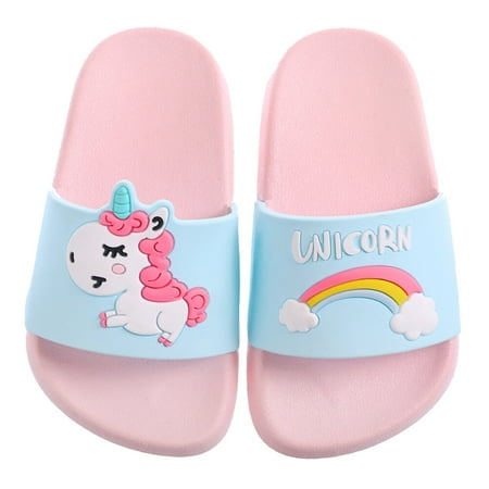 

Cartoon Unicorn Pattern Slipper Anti Children Slippers for Boy Girl (Pink 30-31 Yards)