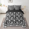 thumbnail image 2 of Feelyou Gothic Skeleton Skull Twin Bedding Sets 7-Piece, Boho Damask Flower Bedding Comforter Set, Vintage Mandala Style Reversible Sheet Sets, Luxury Bedroom Decor, 2 of 8