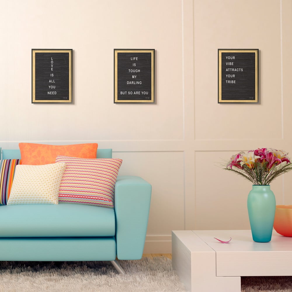 The Stupell Home Decor Life Is Tough Darling Black and White Framed Letter Board Look