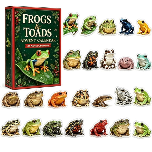 Clearance! 2026 Frogs & Toads Advent Calendar, 24 Days Flat Acrylic Ornaments, Christmas Countdown Tree Decor Gift
