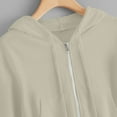 thumbnail image 5 of Dezsed Zip Up Sweatshirt Women Women's Solid Crop Hoodies Sweatshirts Clothes Teen Girl Fall Casual Drawstring Jackets with Pockets Beige XXL, 5 of 6