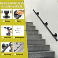 thumbnail image 4 of Pasamanos Escalera 150cm, Soporte de Barandilla de Escalera, Barandilla de Metal para Baño en Escaleras de Interior y Exterior, Montable en Pared Pasamanos para Escalera, Negro (Black, 150cm), 4 of 6