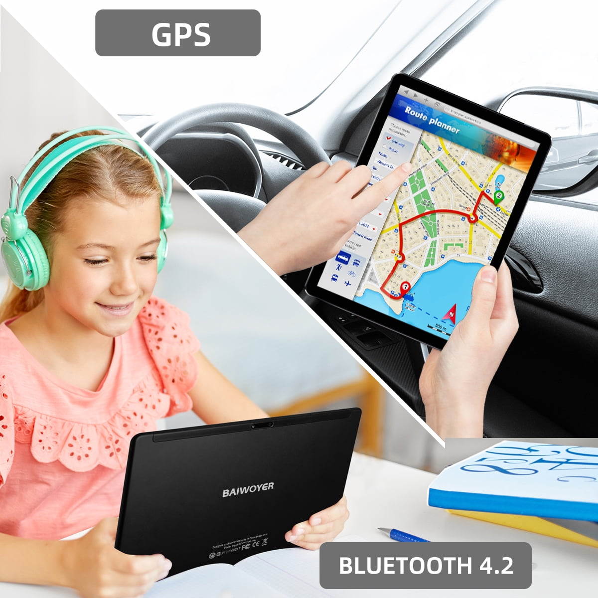 10.1 inch Tablet Android 11 Tablets PC 64GB Storage Octa-Core Processor, Dual 13MP + 5MP Camera, WiFi, Bluetooth, GPS, 512GB Expand Support, IPS Full HD Display - Black