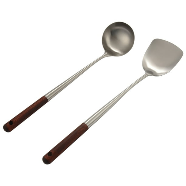 Wok Spatula and Ladle Tool Set, 17 Inches Spatula for Wok, Stainless