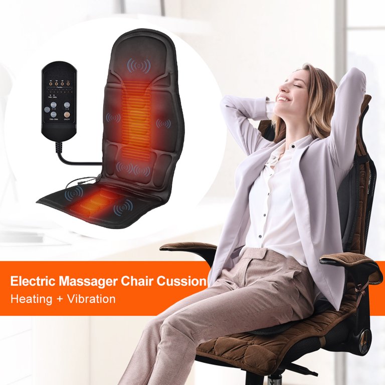 Chair Massage Pad Back Massager with Heat Vibration Seat Massage Cushion with 8 Massage Modes Heated Massage Chair Pad Electric Body Massager for Neck