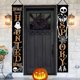thumbnail image 4 of Letrero de porche con temática de Halloween, diseño de calabaza y farol, para puerta principal, decorativo, para colgar, de bienvenida, para fiesta, con fantasmas y murciélagos, para el hogar y, 4 of 7