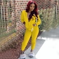 thumbnail image 3 of Women Solid Color Sets Zipper Hood Wear Lounge Wear Suit Sport Set Tops+Pants, 3 of 4
