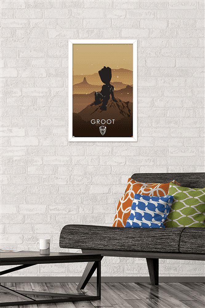 Marvel Heroic Silhouette - Groot Wall Poster, 14.725" x 22.375", Framed