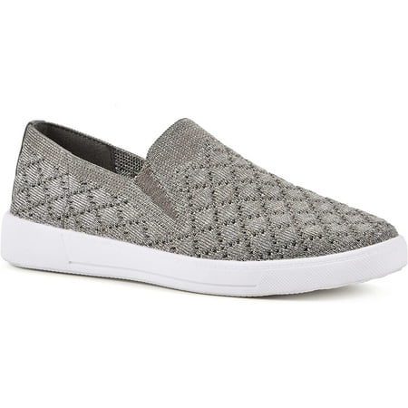 WHITE MOUNTAIN Shoes Utopia Slip-on Sneaker 9.5 Silver/Fabric