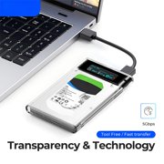 Zeiwohndc 2.5inch Transparently SATA to USB3.0 USB C Hard Drive Case Enclosure