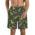 thumbnail image 2 of Uemuo Dinosaur Skeleton Pattern Men's Swim Trunks Hawaiian Beach Bathing Suit Swimsuits Beach Quick-Dry Shorts with Pockets-3X-Large, 2 of 9