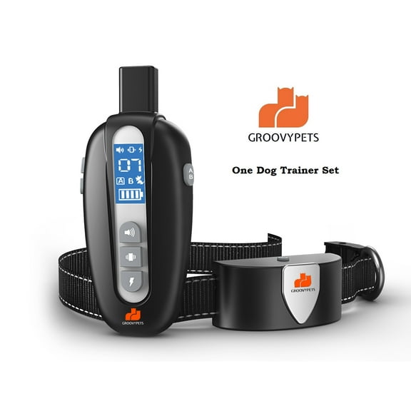 GROOVYPETS 650 Yard Remote Dog Shock Collar Training Collar for Small Medium Large Dogs, 3 Training Modes, Sound, Vibration, Shock Rechargeable 100% Waterproof