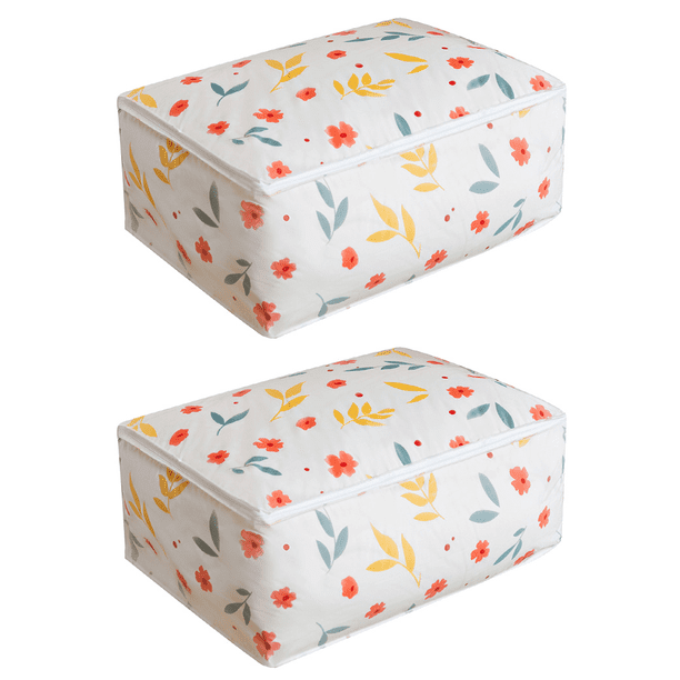 2PCS Bolsa de almacenamiento de edredón Bolsa de embalaje móvil - Cuadrada - Grande - Floral MFZFUKR CPB-DE-LYY669-1