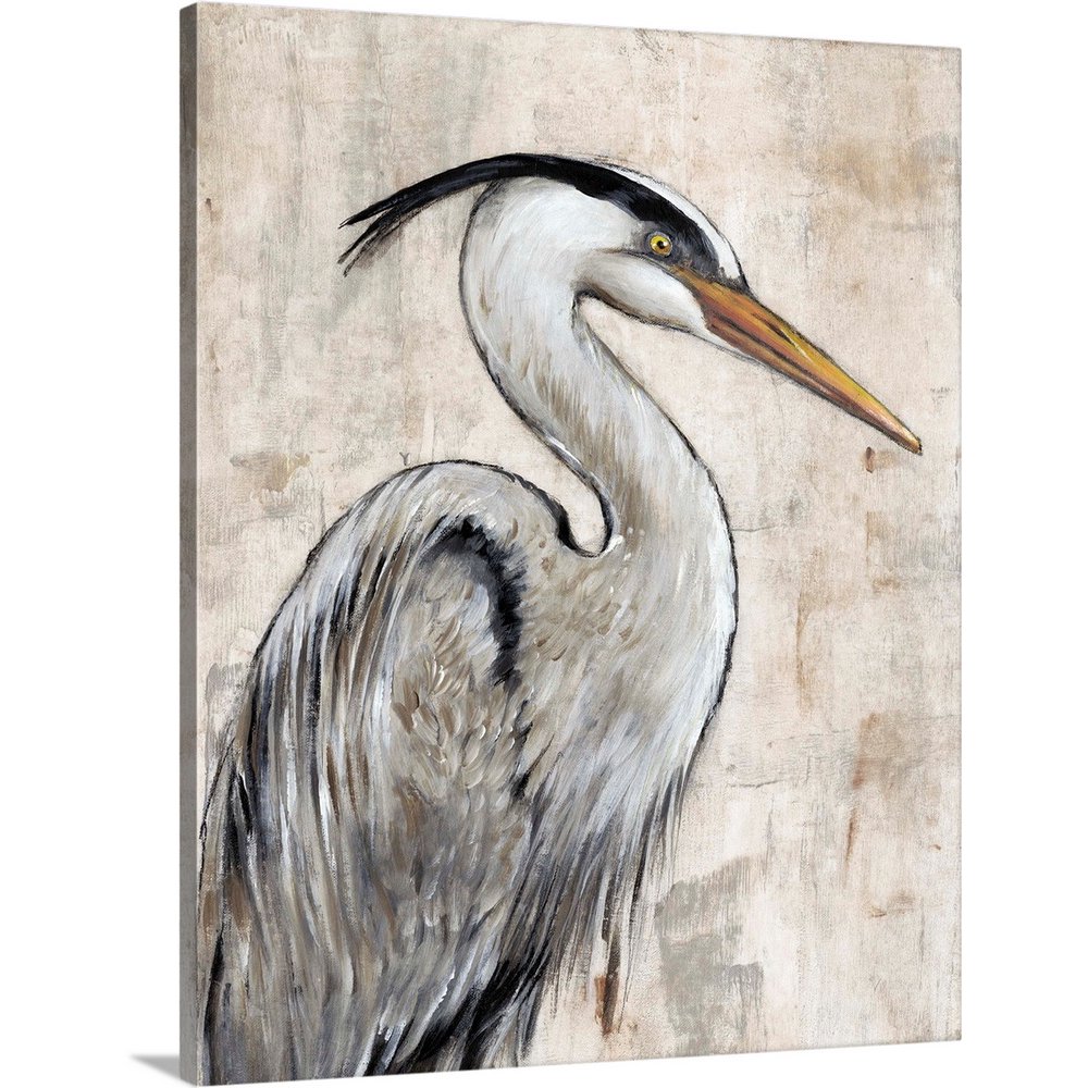 Grey Heron I Canvas Wall Art, Home Decor 16x20