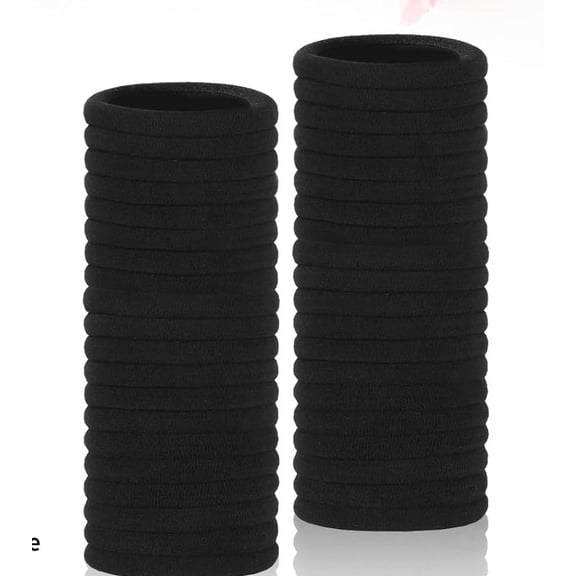 Black Hair Ties, Nylon Elastic Bands, Seamless Damage-Free Ponytail Holders.