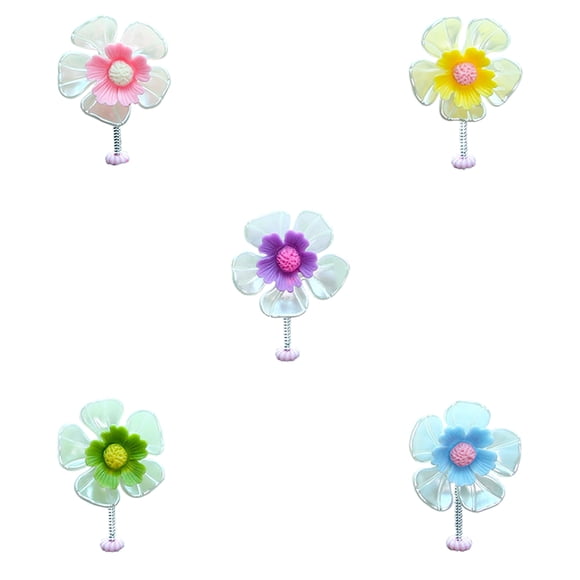 YSNOOWE 5Ud Flor Para Auto Con Resorte En Tablero Decorativa Y Colorida Para Uso Duradero